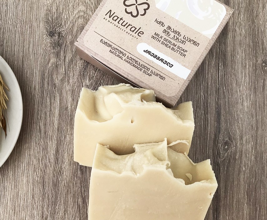 რძის შრატის საპონი ავოკადოს ზეთით და შის კარაქით