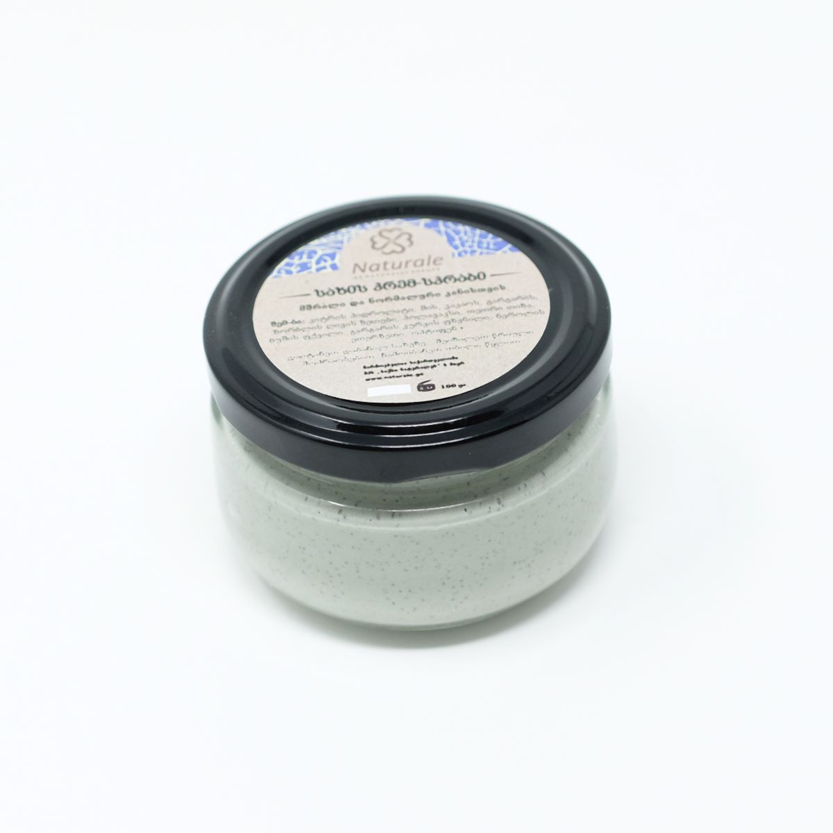 თეთრი თიხის სკრაბი ქოქოსის და გარგარის ზეთით